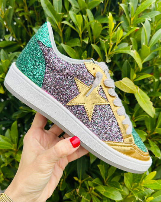 Mardi Gras Glitter Star Sneakers