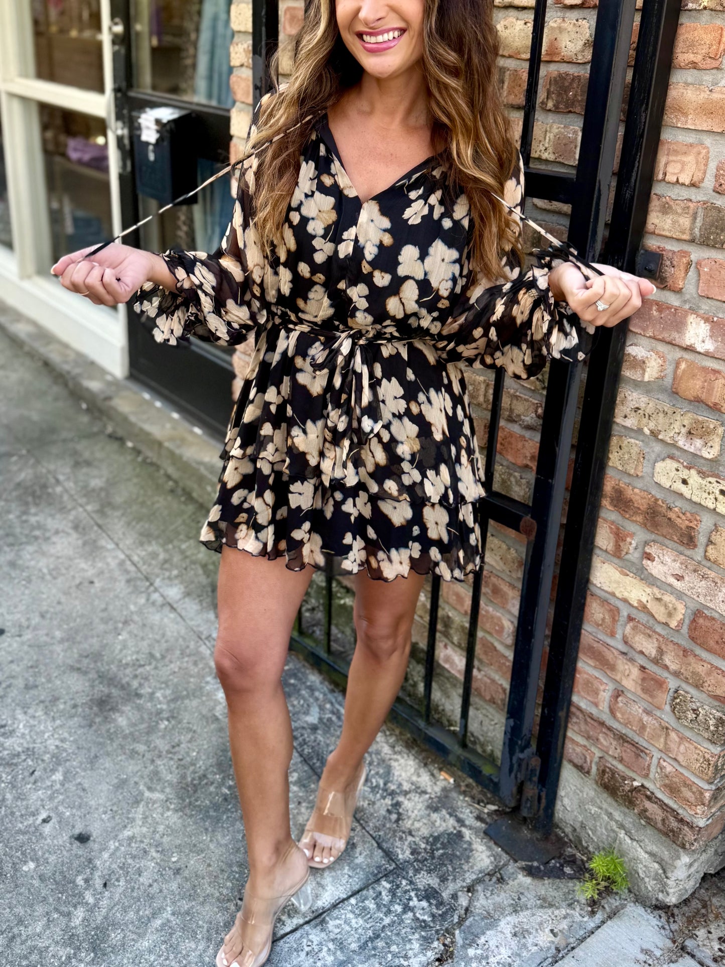 Santino Mini Dress- Black/Beige