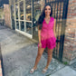 Roy Linen Halter Vest- Fuchsia