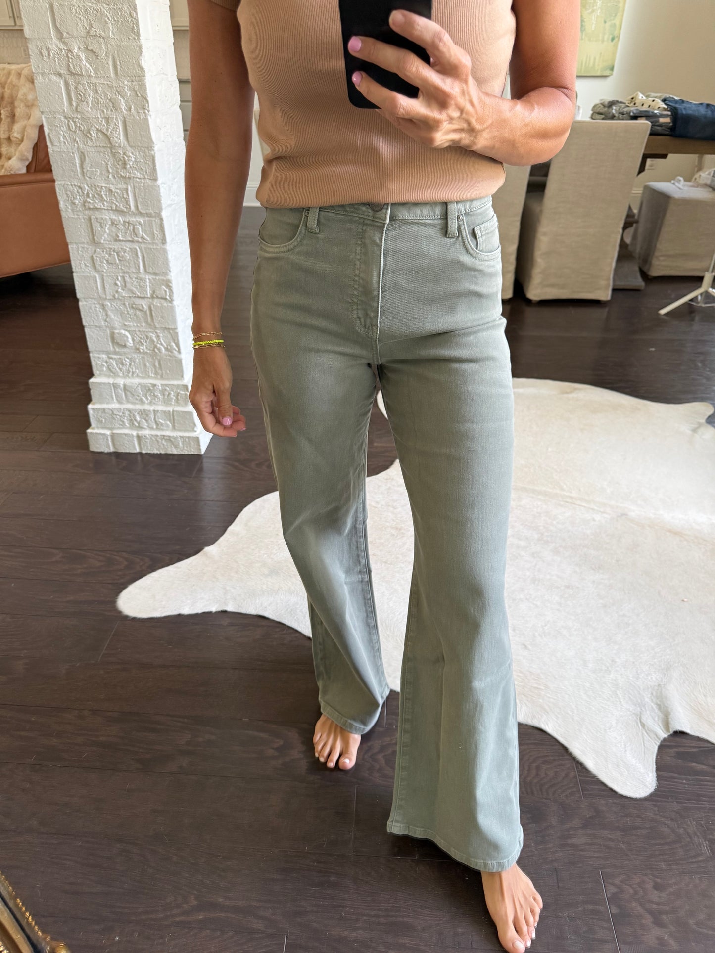 Maya (Sea Star Teal) HR Wide Leg Denim