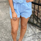 Kendal Embroidered Shorts- Blue