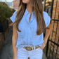 Brooklyn Button Up Top- Lt. Blue