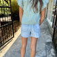 Burb Gingham Flutter Sleeve Top- Blue/Yellow