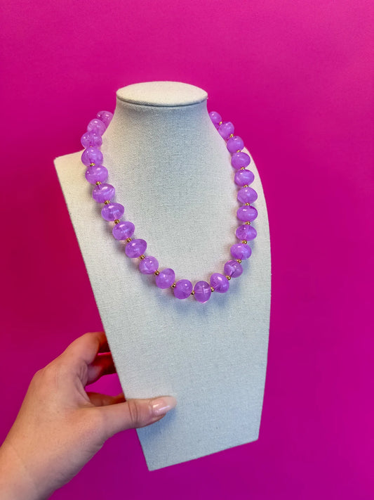 Bauble Bead with Gold Bead Necklace - Lavender