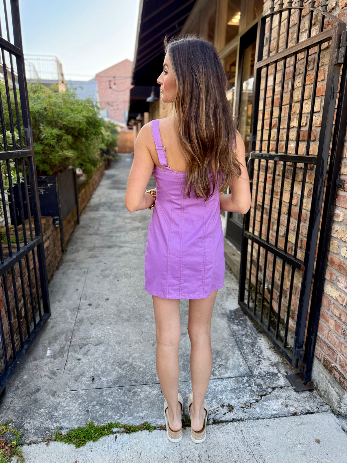 Hallie Zip Front Mini Dress- Purple