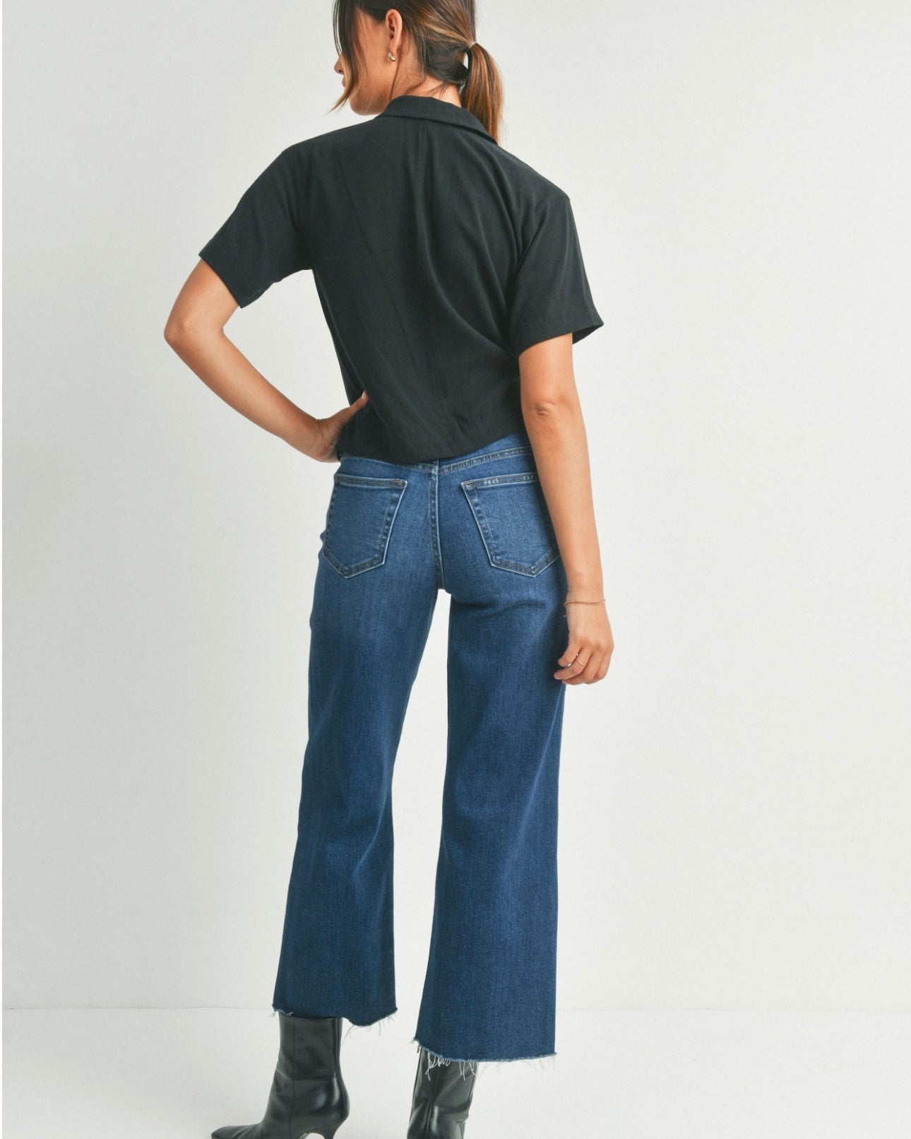 Blakely Slim Wide Leg Denim- Dark Denim