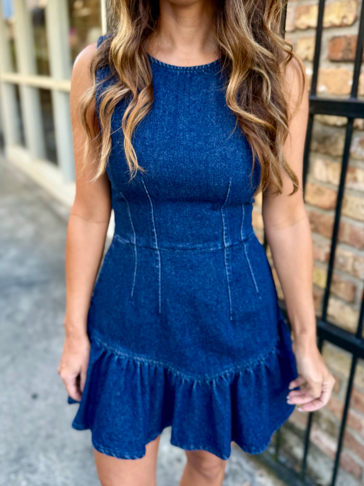 Laurel Denim Ruffle Dress