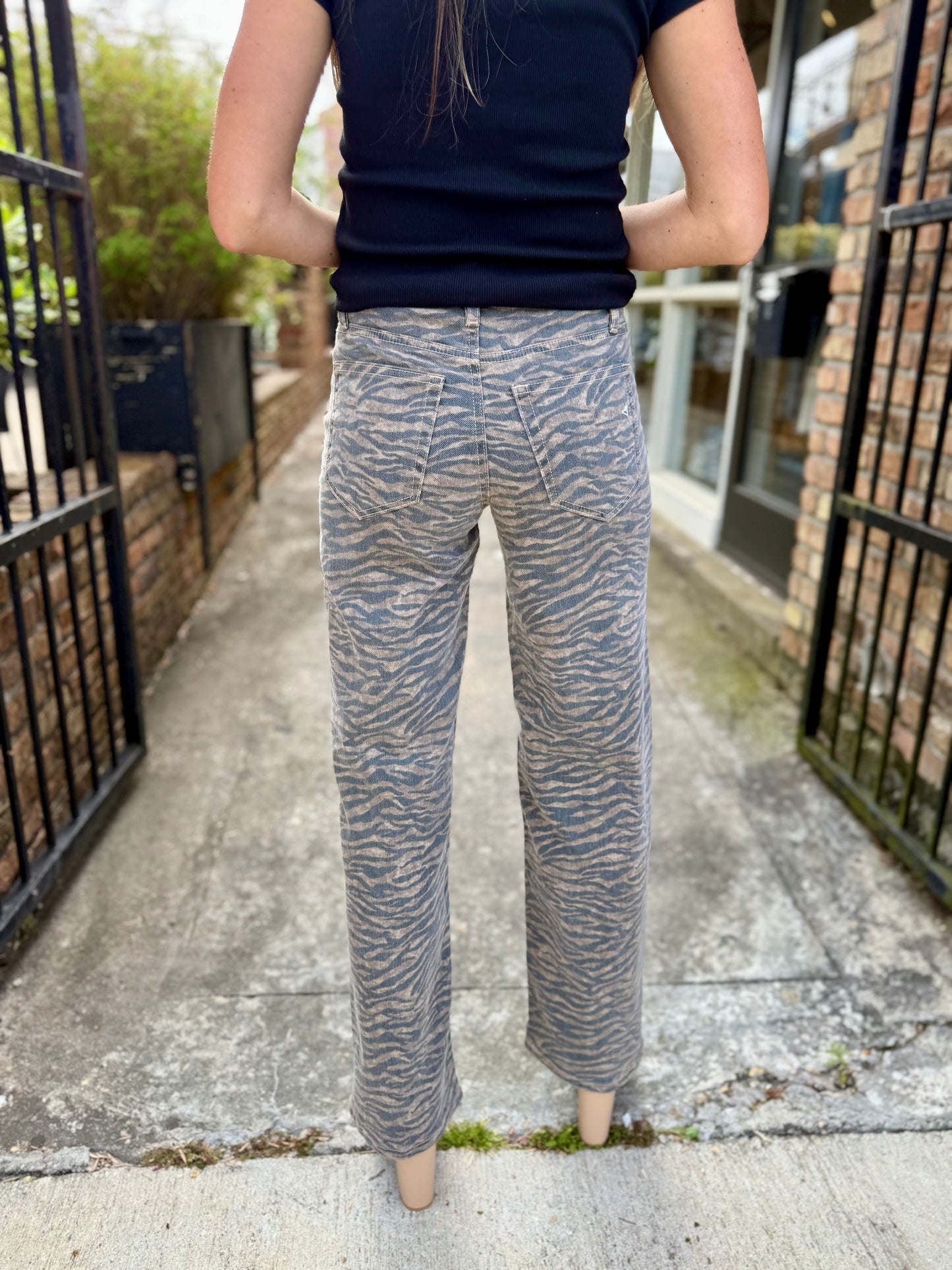 Logan Midrise Dad Denim- Tiger Print