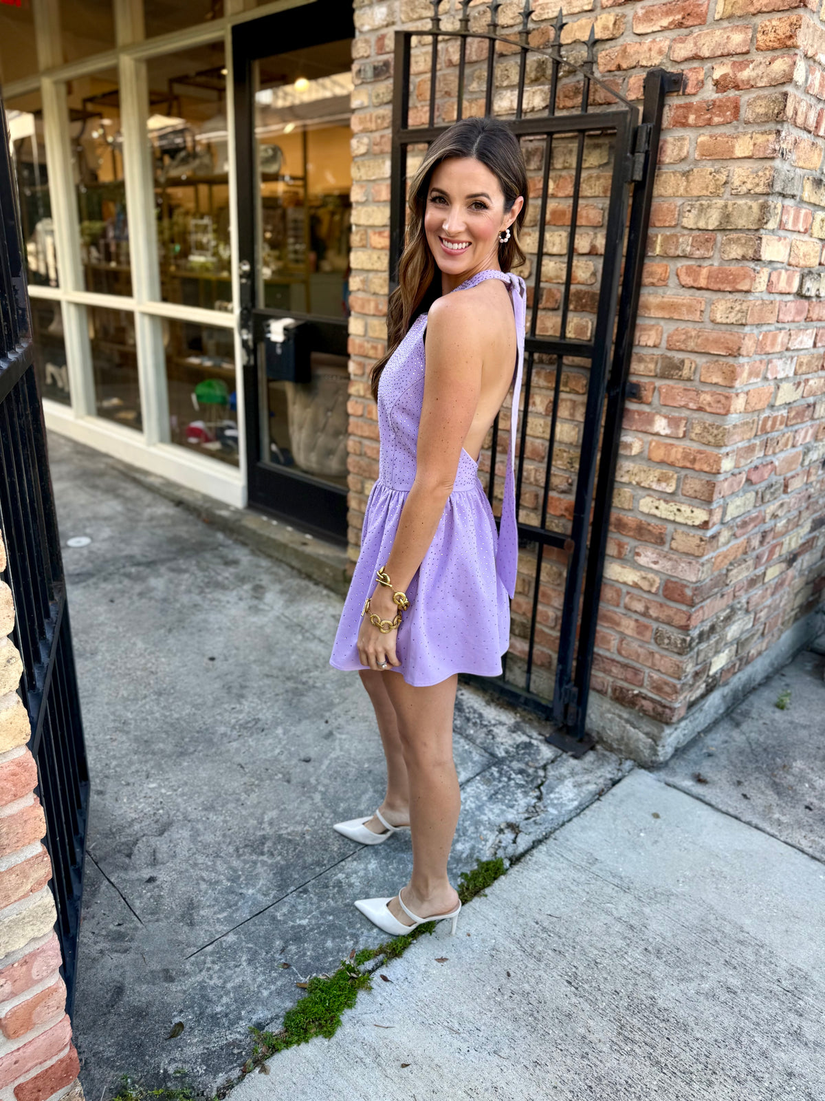 Queen Rhinestone Tank Dress- Lavender