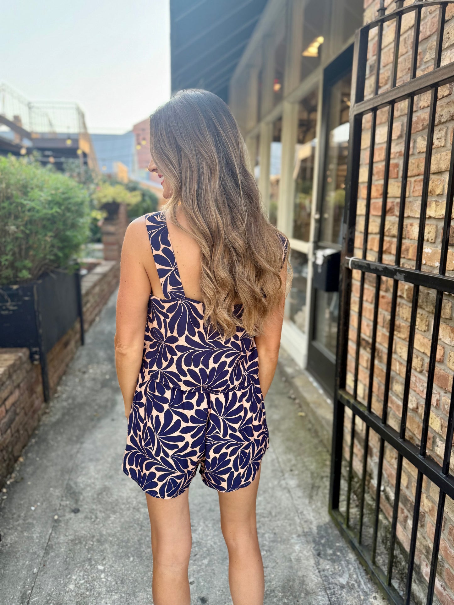 Ricky Geometric 2 PC Set- Navy/Clay