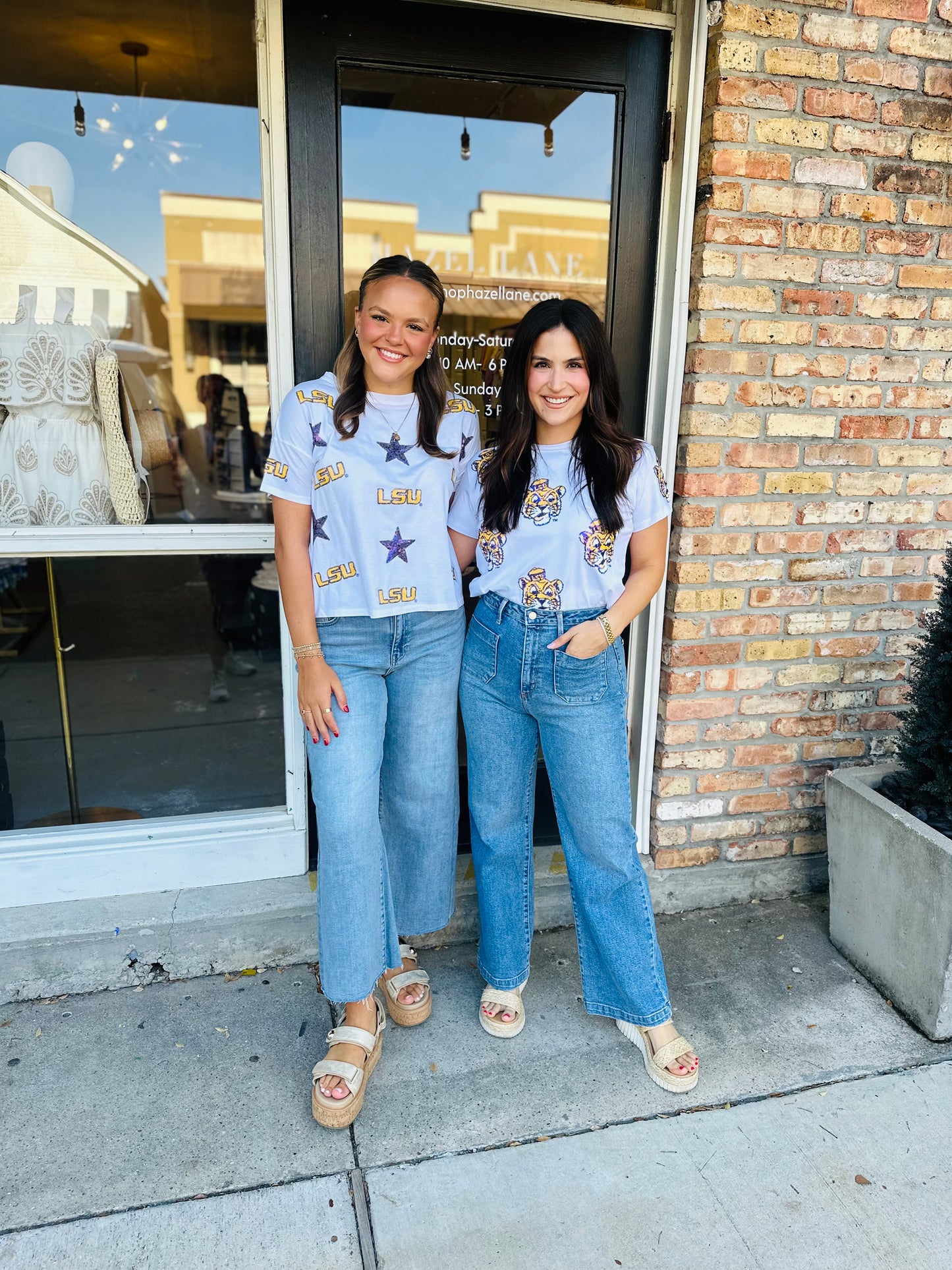 LSU All Over Sequin Boxy Tee- White