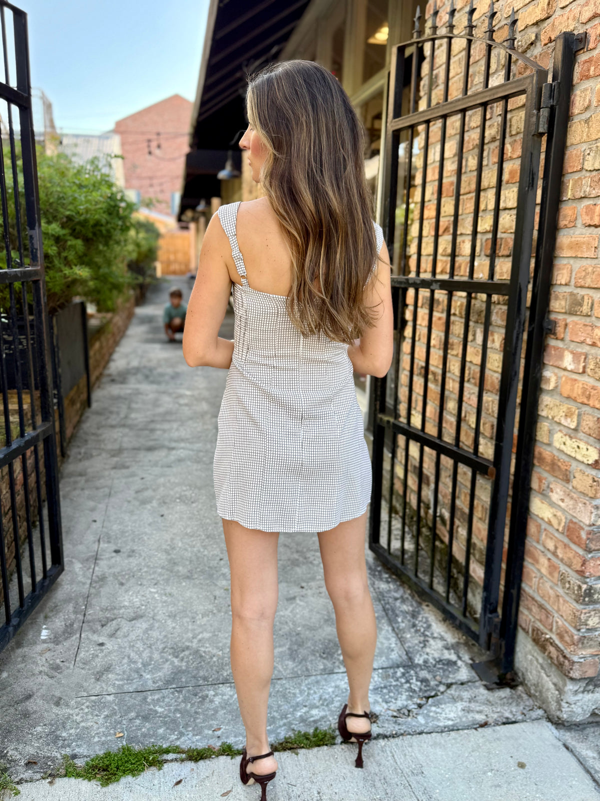 Zara Gingham Romper- Brown