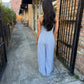 Garden Sun Smocked Jumpsuit- Blue