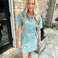 Abide Button Denim Dress- Mint