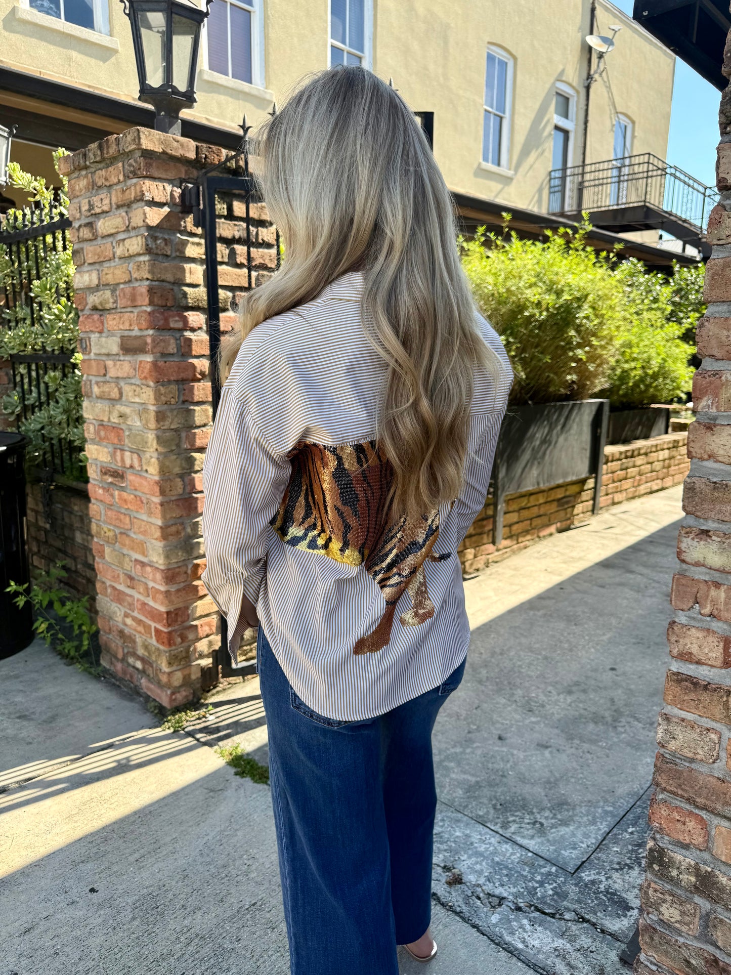 Tiger Striped Button Down