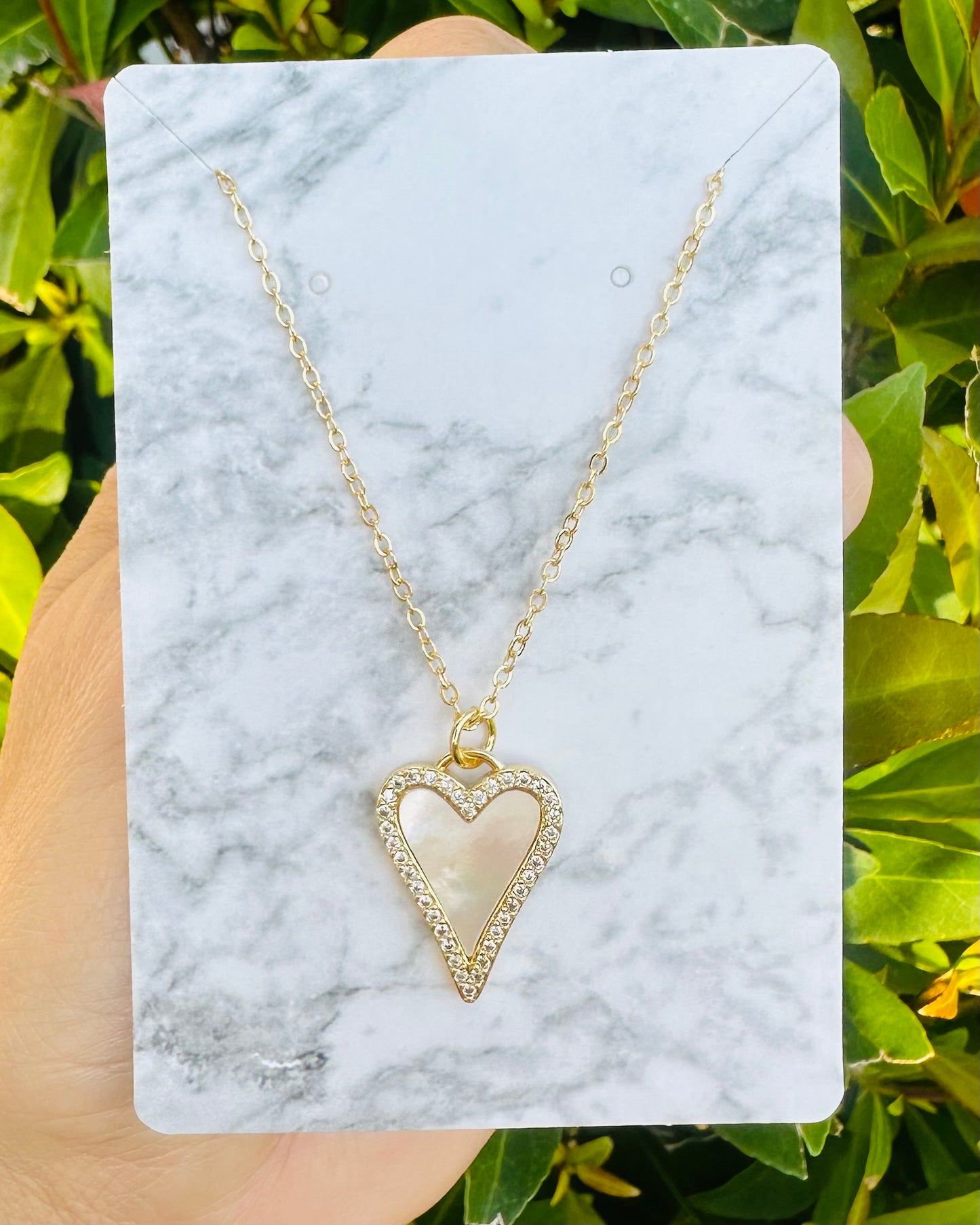 Pave Edge Heart Necklace