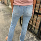 Striving (Bella) HR Cropped Flare Denim- Lt Blue