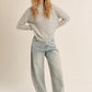 Openwork Knit Sweater- Silver