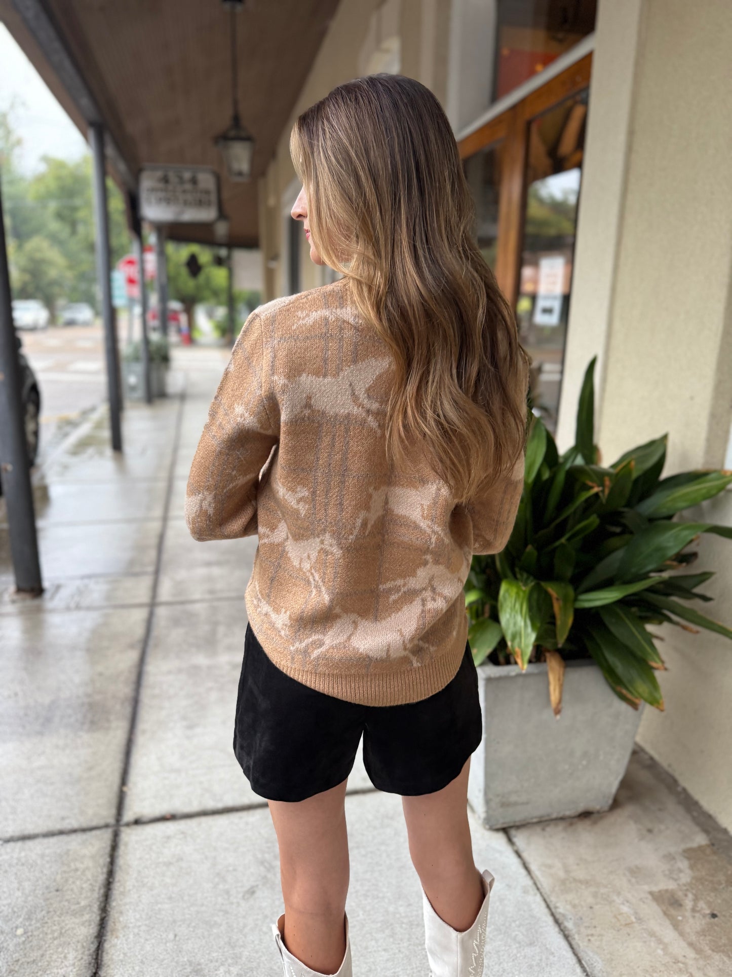 Cerise Horse Sweater- Taupe