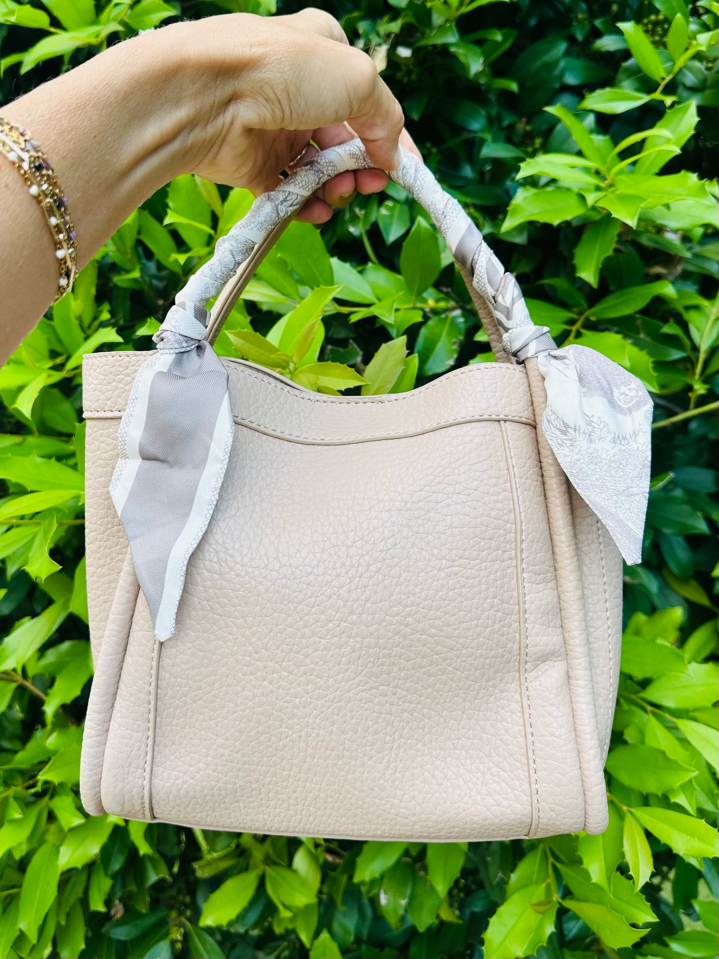 Gina Faux Leather Medium Bag- Beige