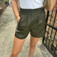 Skye Leather Shorts- Olive