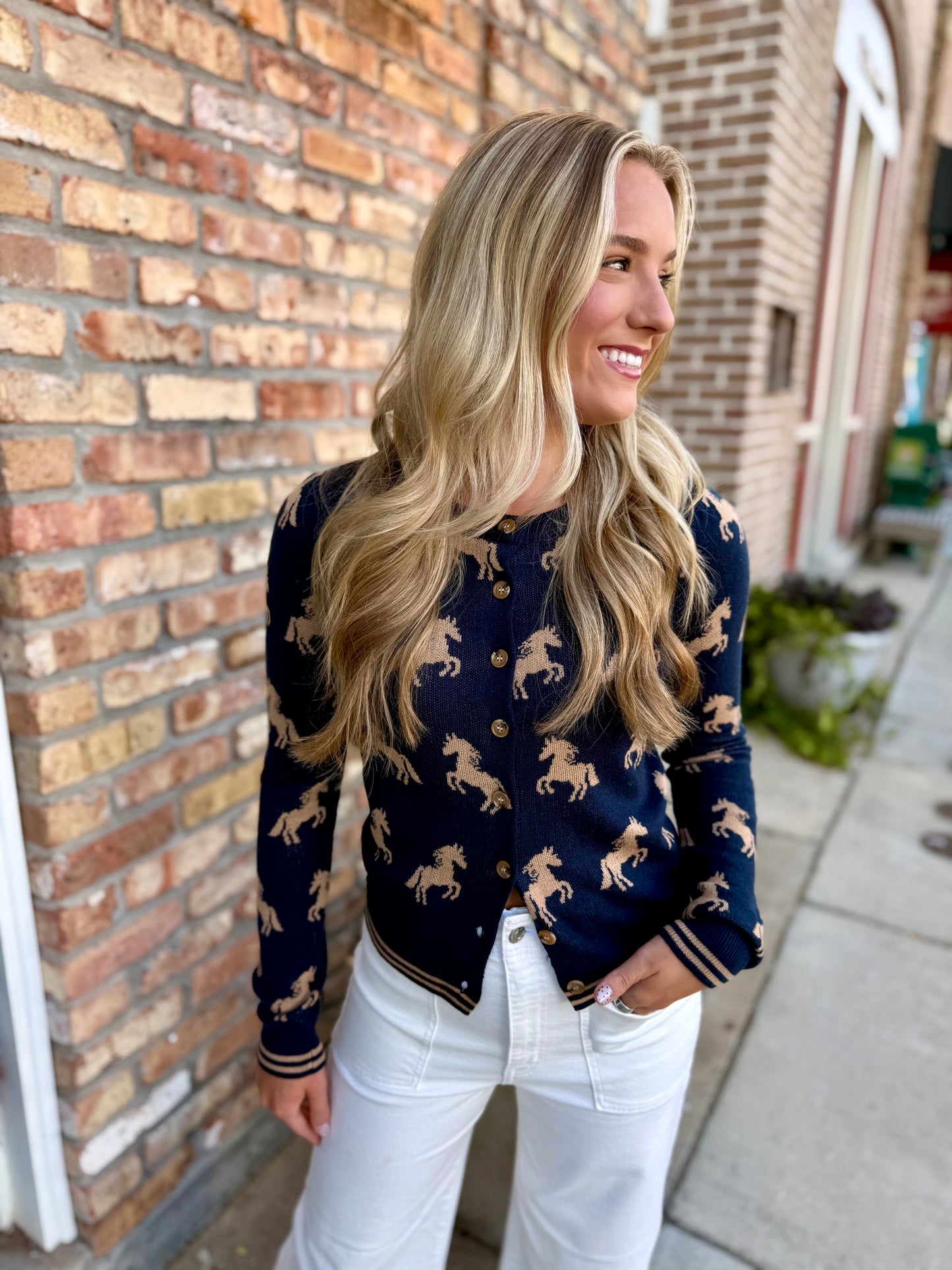 Astra Horse Cardigan- Navy