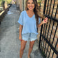 Flowy V Blouse- Baby Blue