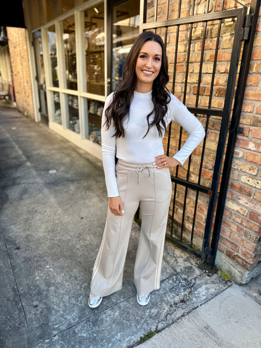 Cool Girl Track Pants- Beige