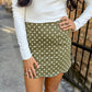 Polka Dot Scalloped Mini Skirt- Olive
