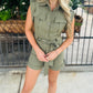 Juno Linen Romper- Olive