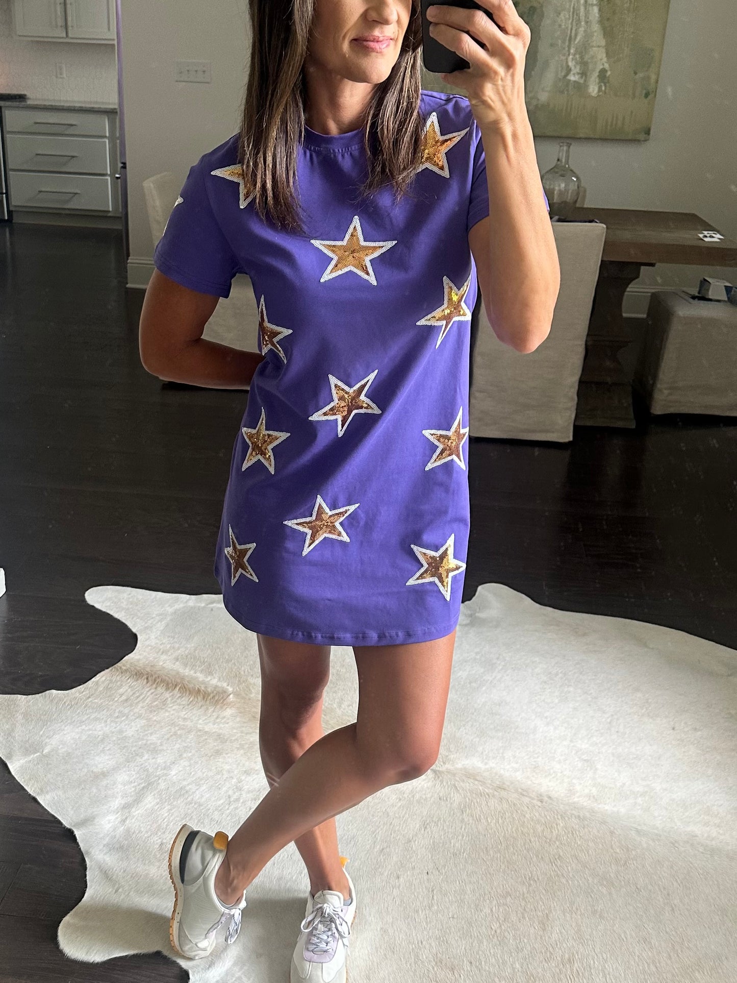 Gameday Star Dress- Purple & Gold