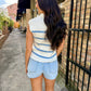 Collared Striped Polo Vest- Baby Blue