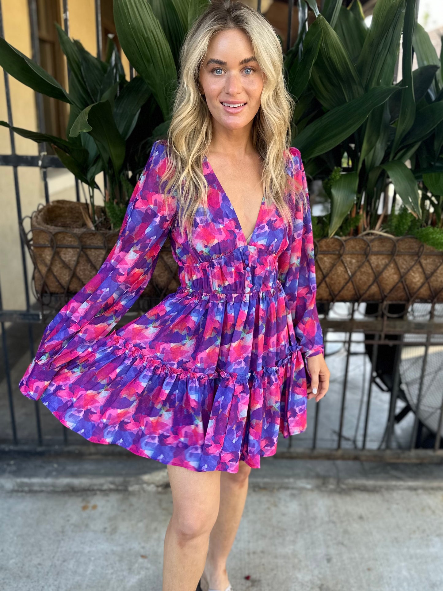 Margot Mini Dress- Floral Rain