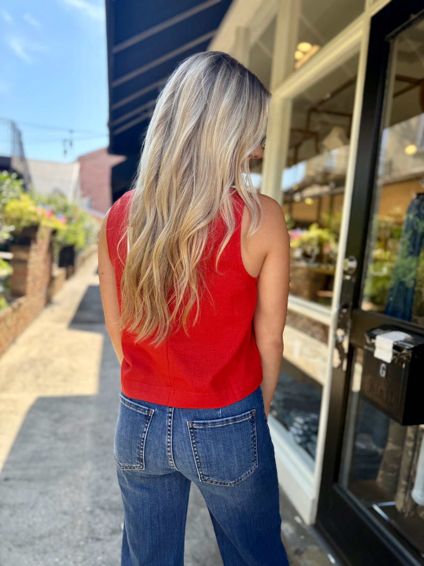 Z Supply Sloane Linen Tank- Chili Pepper