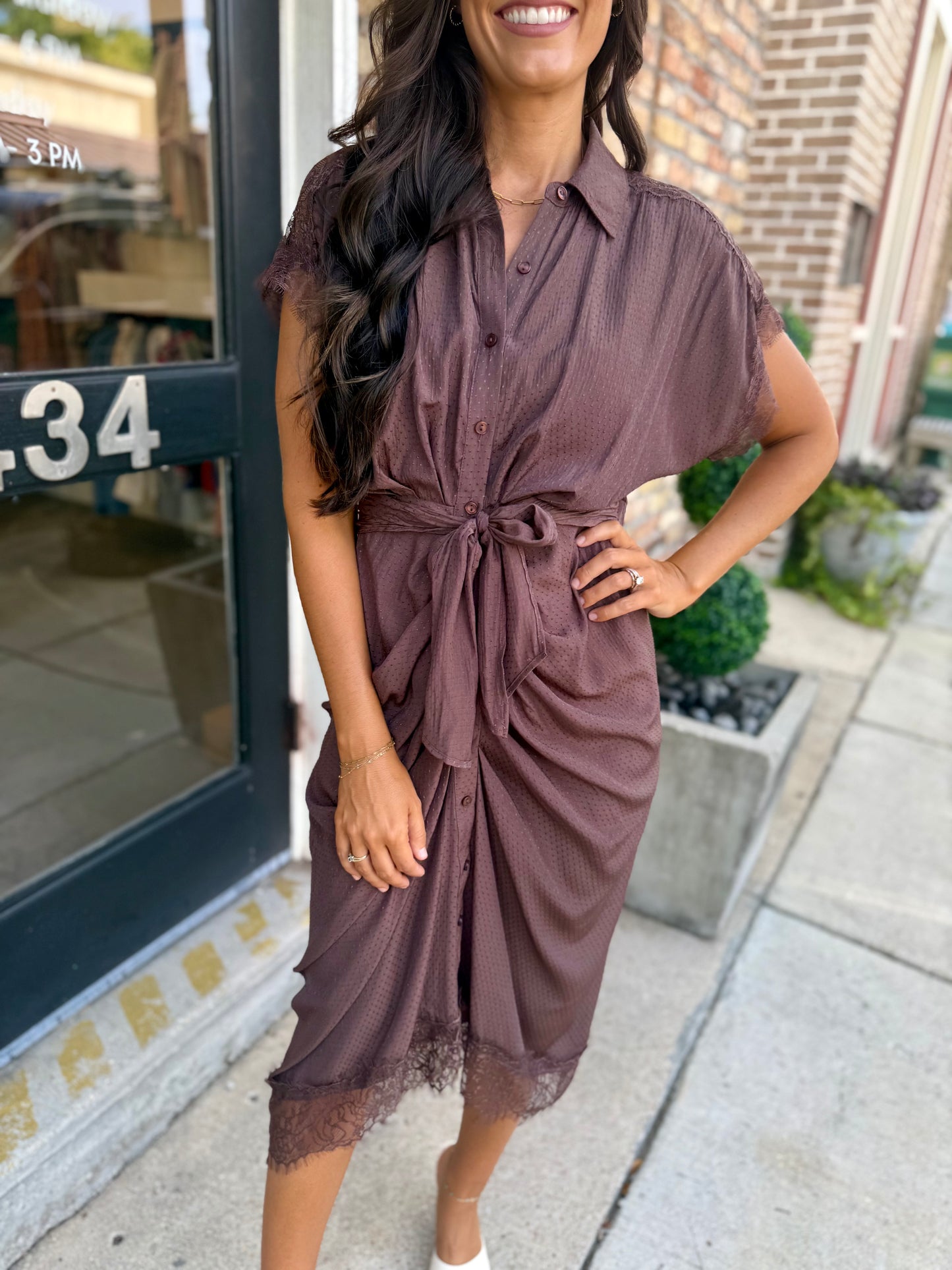 Tori Midi Dress- Walnut