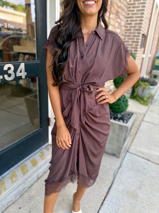 Tori Midi Dress- Walnut