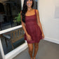 Louis Linen Romper Mini Dress- Brandy Brown