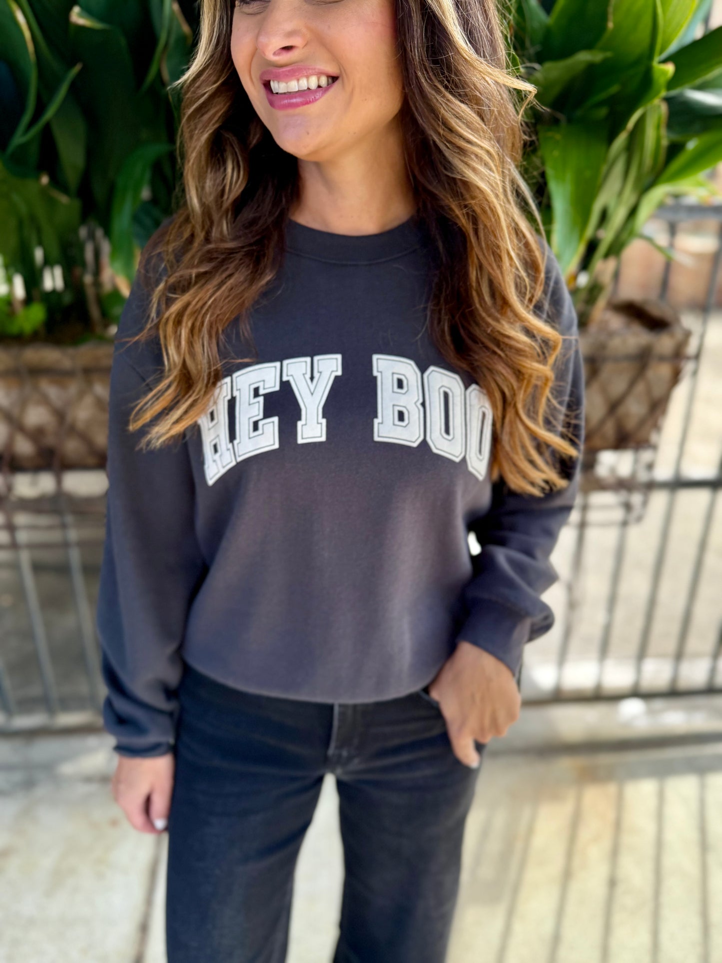 Z Supply Hey Boo Crew Sweatshirt- Black