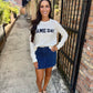 Diamond Denim Skirt- Blue