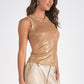 Crackled Metallic Tank- Light Gold