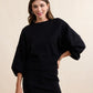 On A Stroll Crew Dolman Top- Black