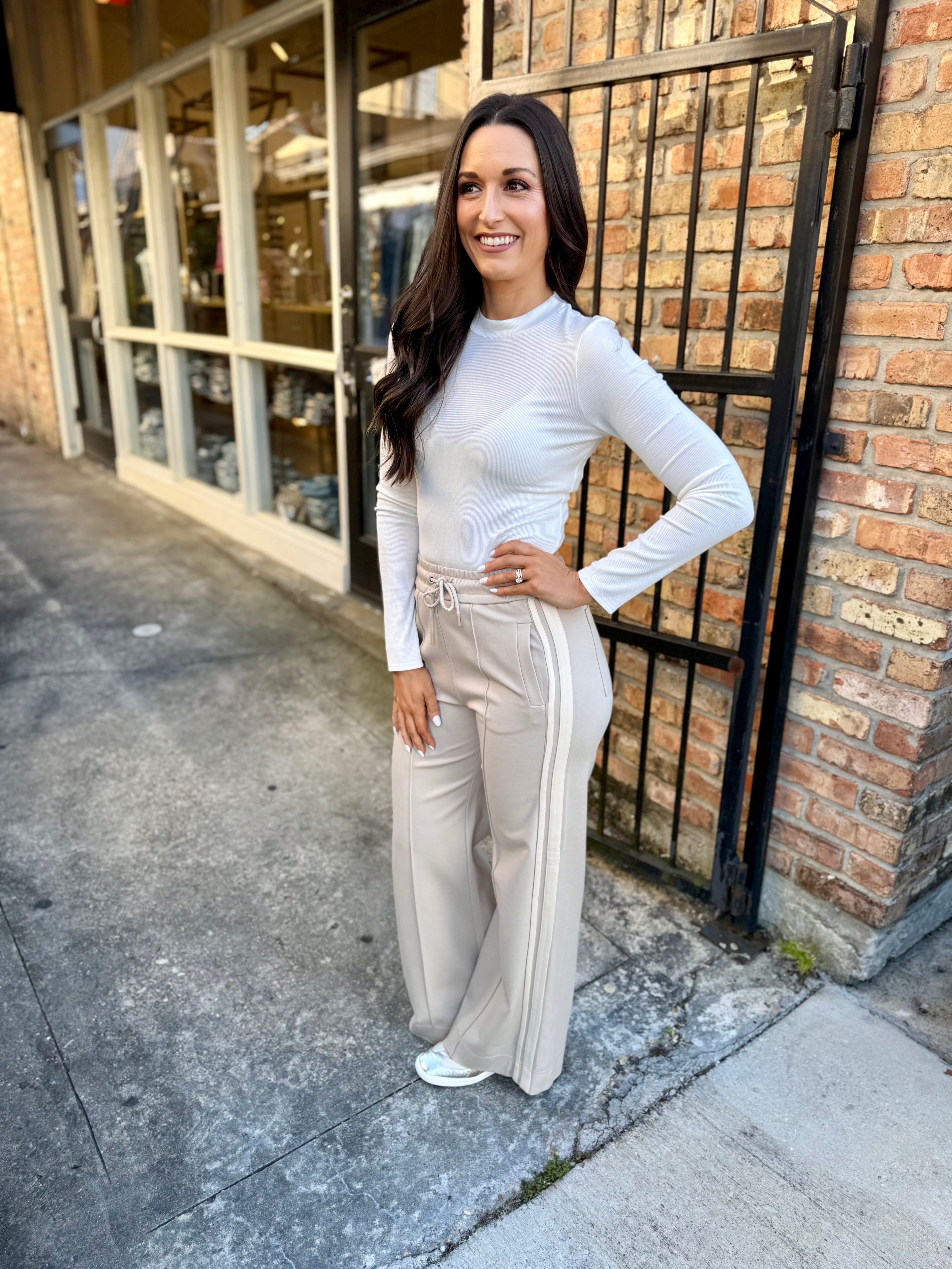 Cool Girl Track Pants- Beige – Hazel Lane Boutique