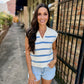 Collared Striped Polo Vest- Baby Blue