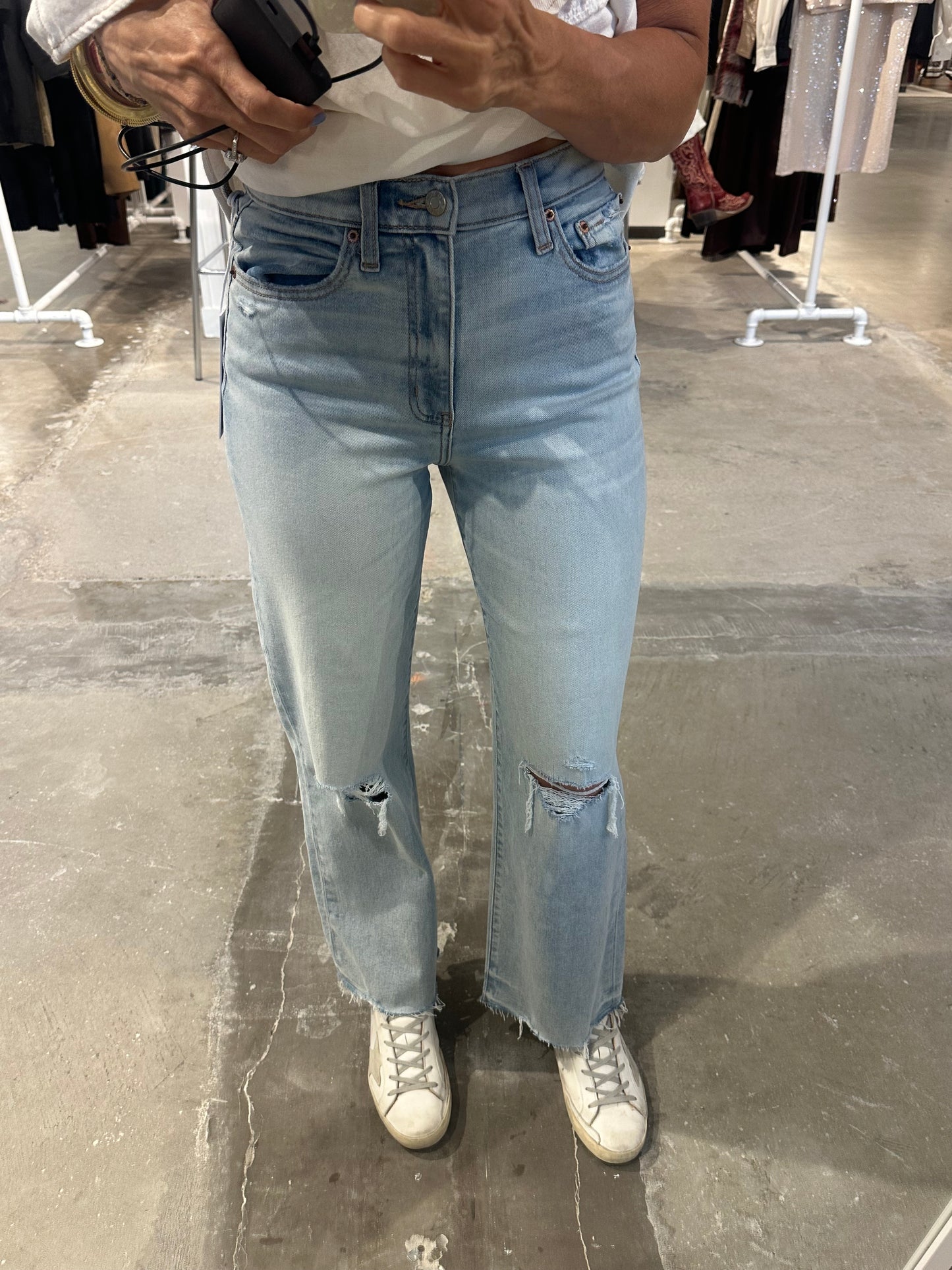 Pleaser HR Wide Ankle Denim- Charisma Distressed