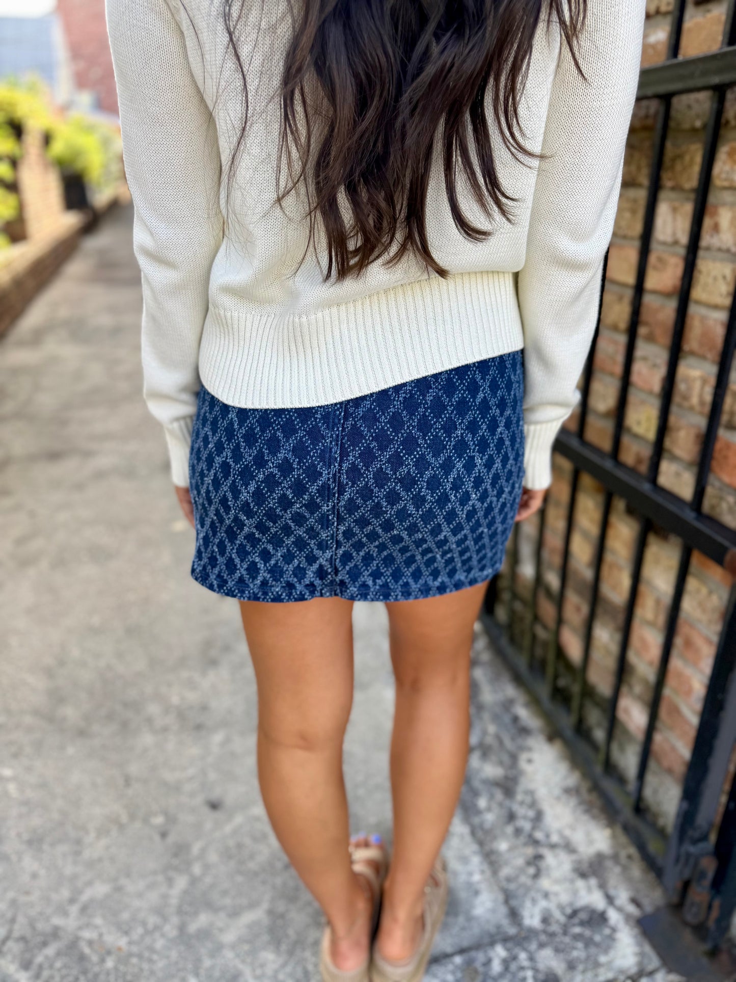 Diamond Denim Skirt- Blue