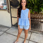 Gingham Peplum Top- Blue