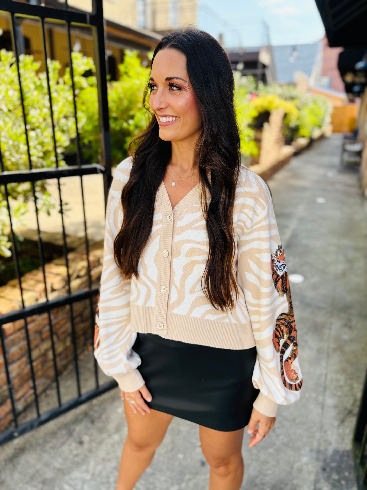 Tiger on Tiger Cardigan- Ivory