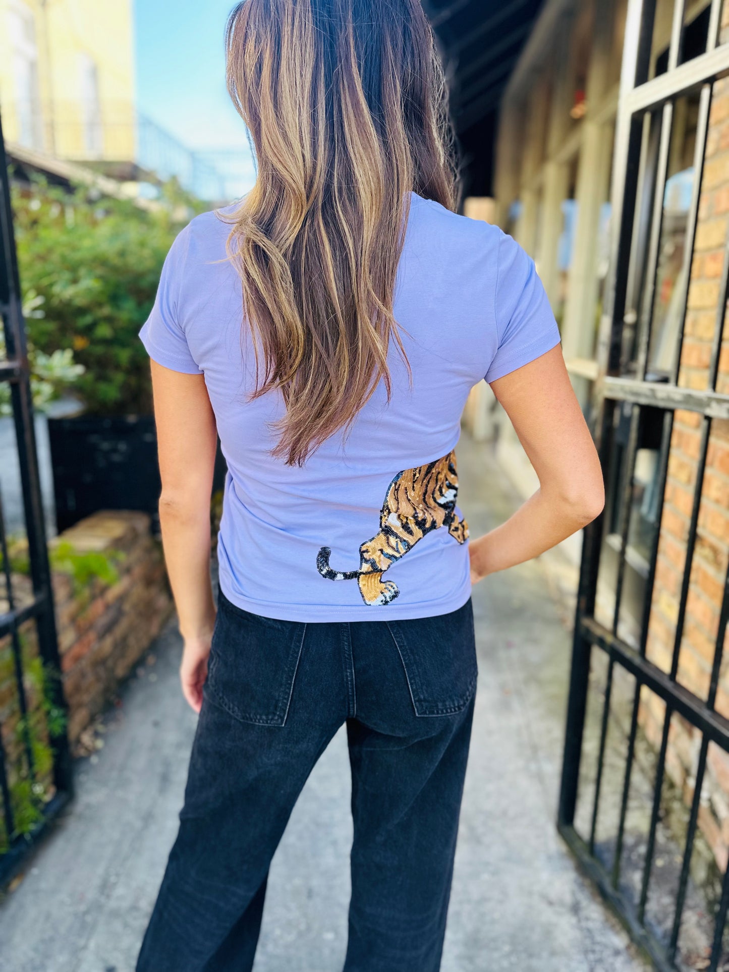 Tiger Wrap Around Tee- Lavender