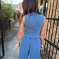FP Mineral Washed 2 PC Pants Set- Navy