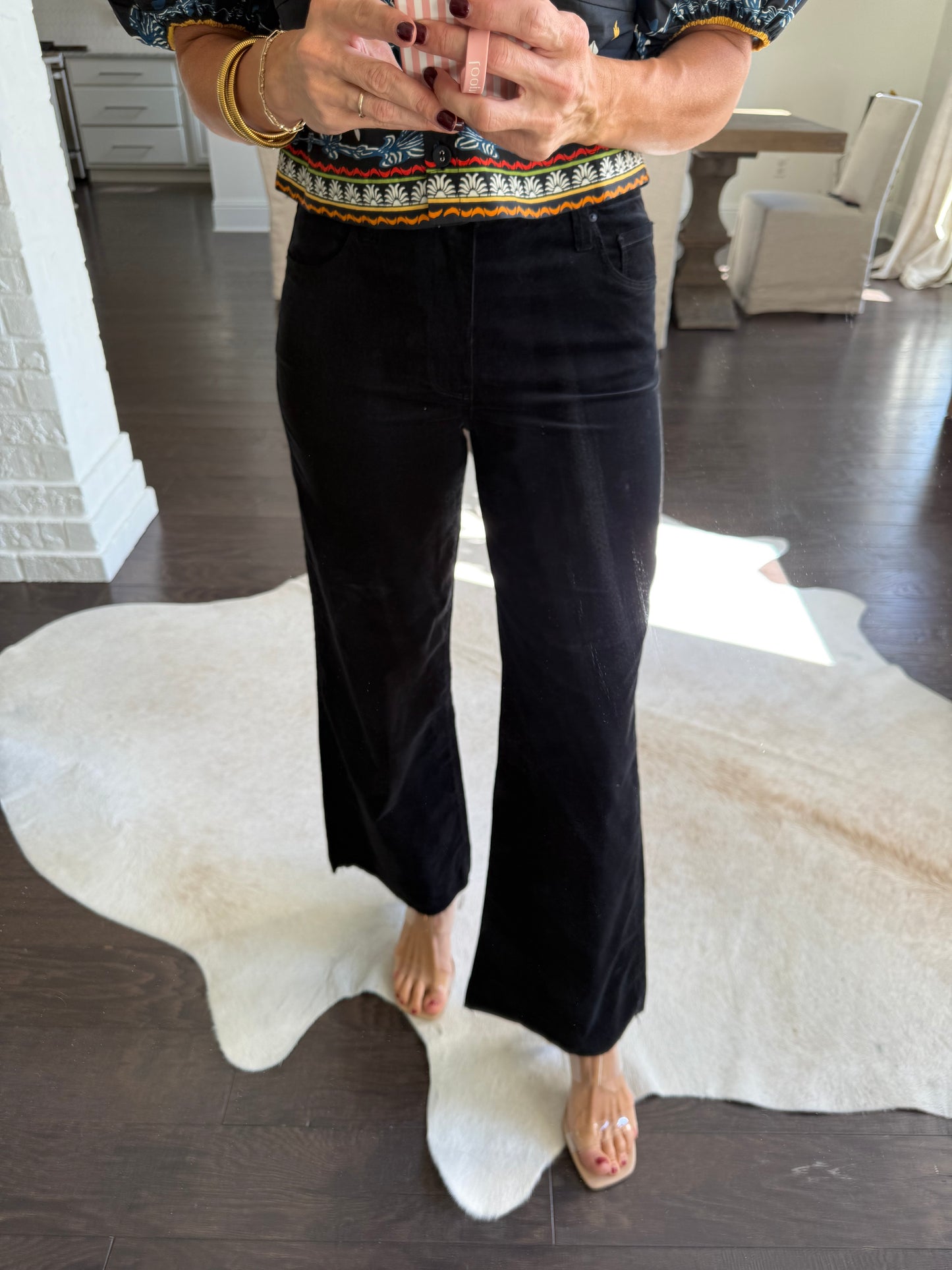 Meg (Black Corduroy) HR Wide Leg Pant